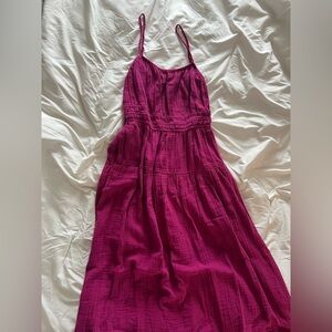 Spaghetti Strap Linen Midi Dress